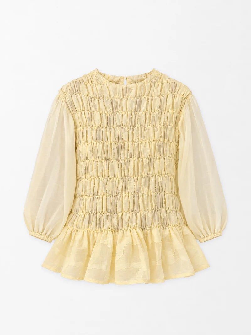 BUTTER AUTOMNE SMOCKED PEPLUM BLOUSE