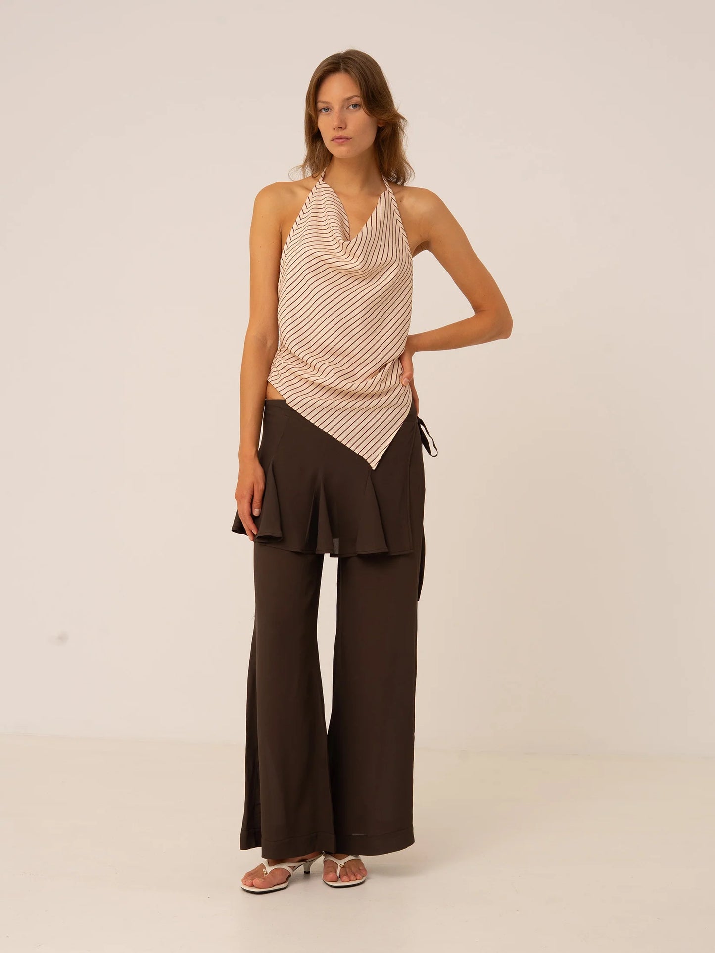 PISCO FLARED PANTS WITH WRAPPED SKIRT DETAILS