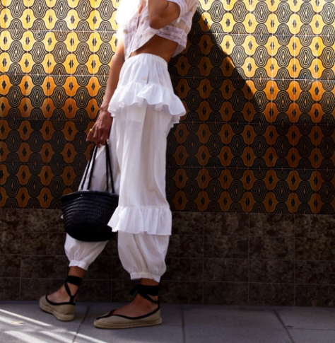 RUFFLE COTTON PANTS