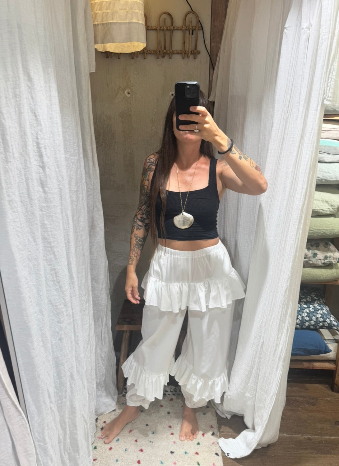 RUFFLE COTTON PANTS