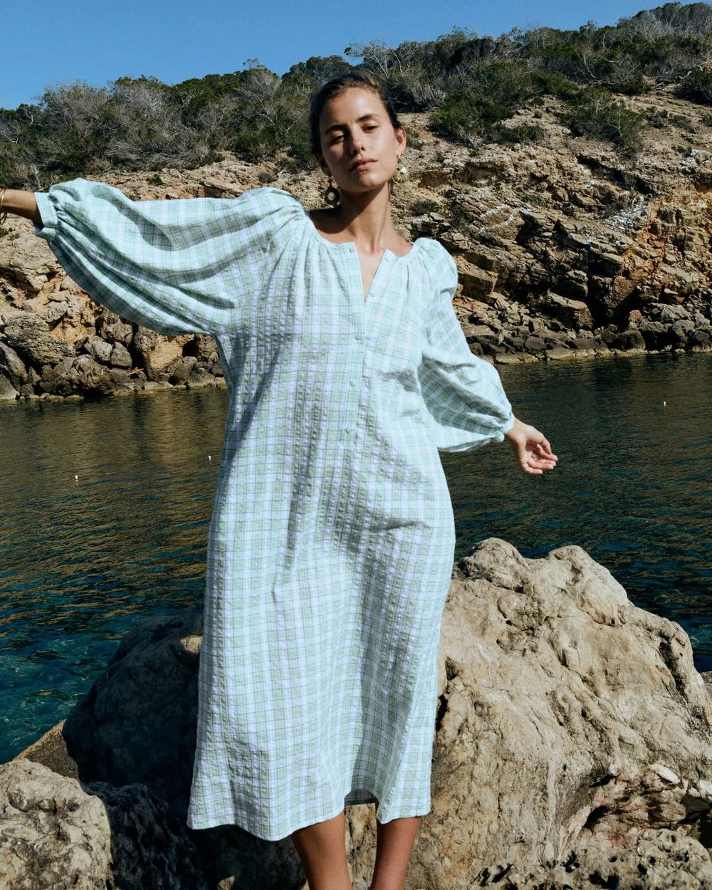 GREEN CHECKS DRESS