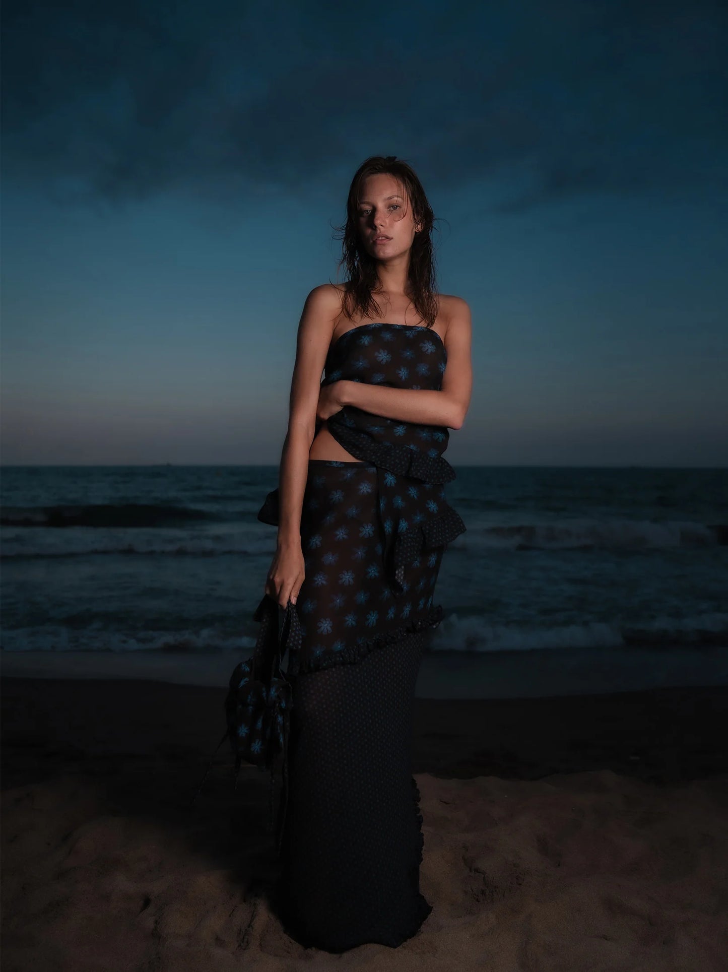 PALMA FLOWER PRINT STRAPLESS ASYMMETRIC TOP
