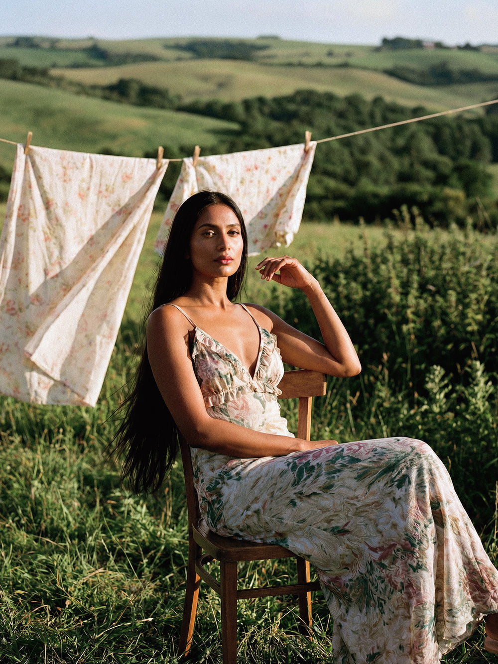LIVIA FLORAL WATERCOLOR MAXI DRESS