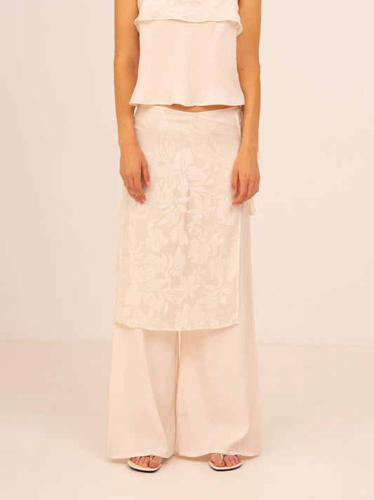 PANTALONES ANCHOS CON BONITO ENCAJE SUPERPUESTO