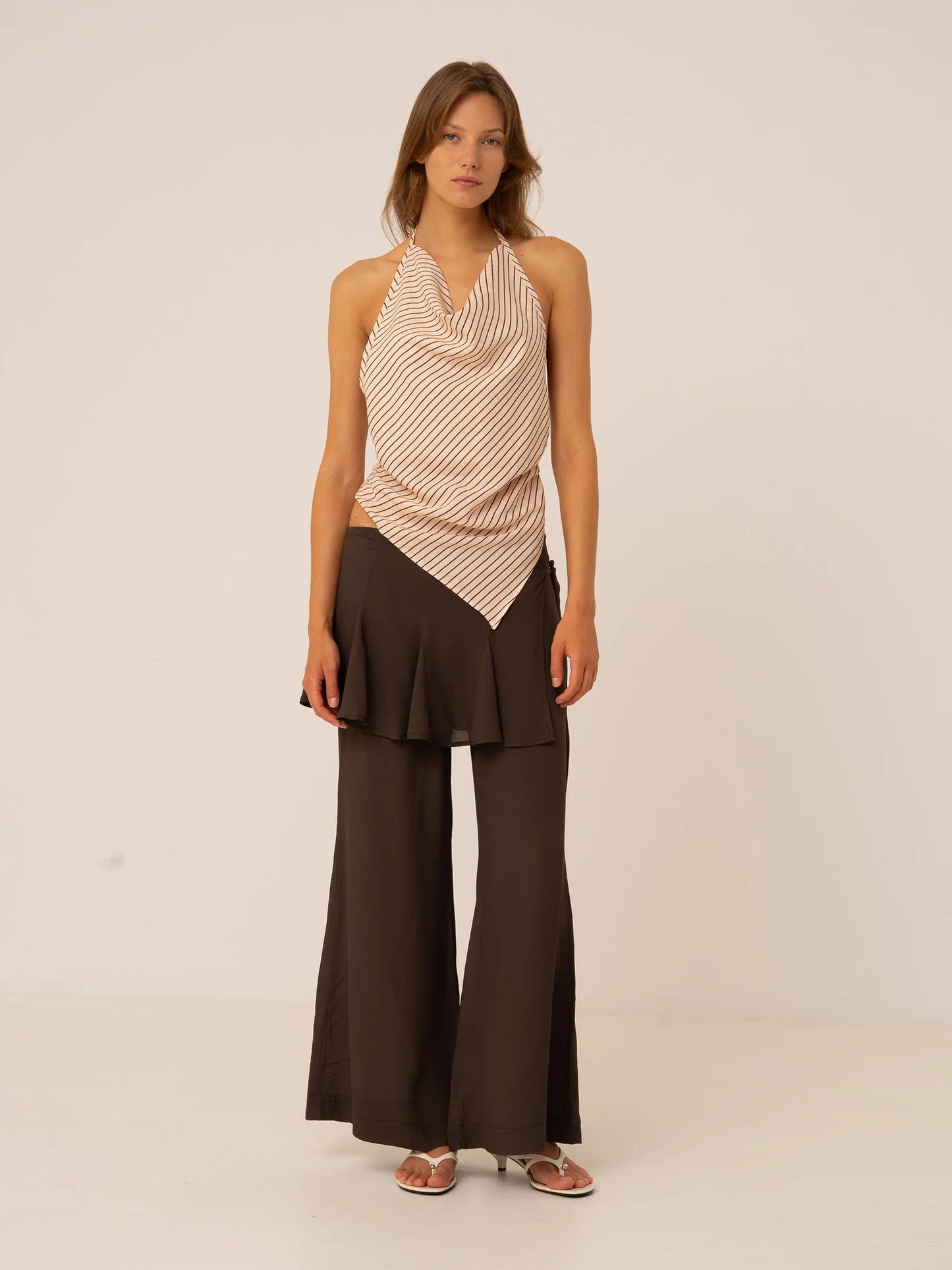 PISCO FLARED PANTS WITH WRAPPED SKIRT DETAILS