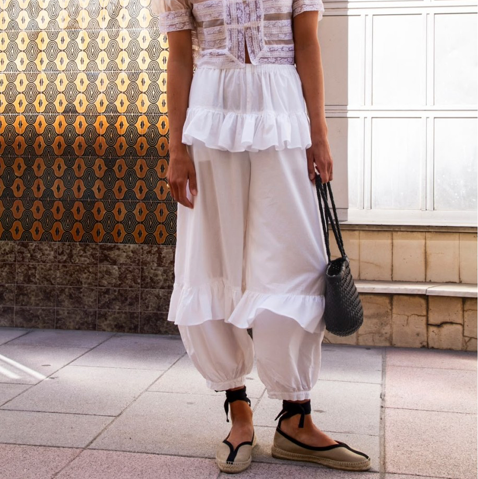 RUFFLE COTTON PANTS