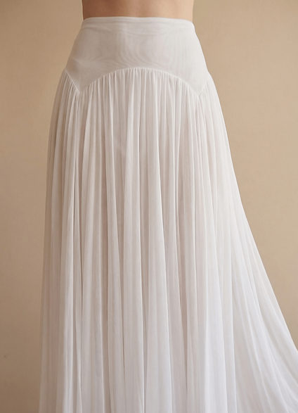 WHITE MESH MAXI SKIRT