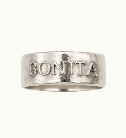 ANILLO DE BANDA DE PLATA BONITA