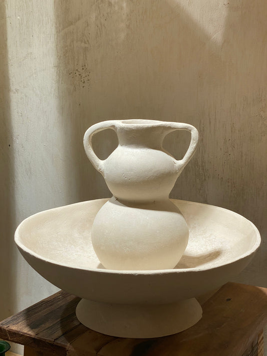 Papier-mâché and plaster vase