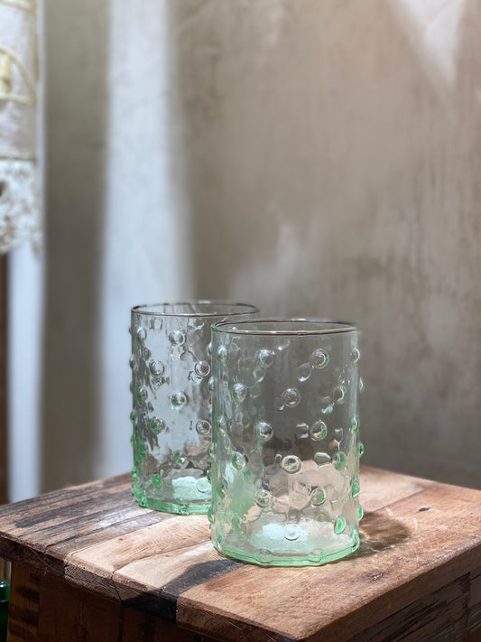 DOTTED TALL DRINKING GLASS - green