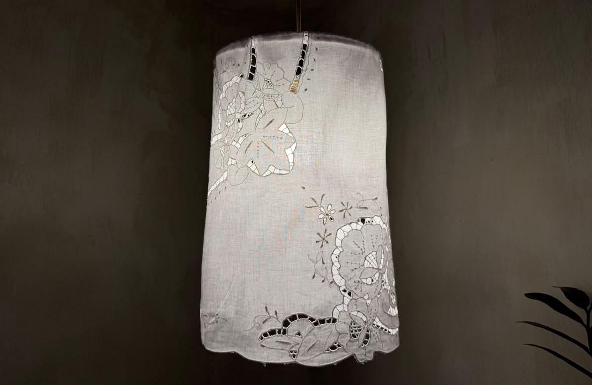 EMBROIDERED LINEN LAMPSHADES