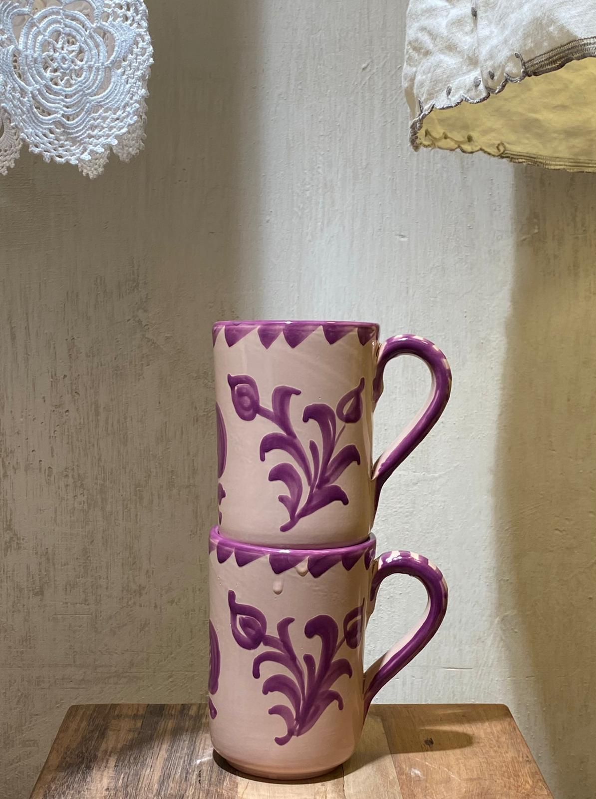 TAZA PINTADA A MANO - LILA