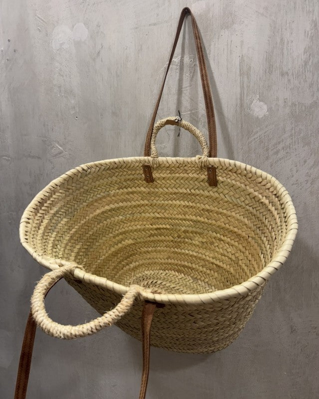 CESTA DE PALMA MALLORQUINA TEJIDA A MANO