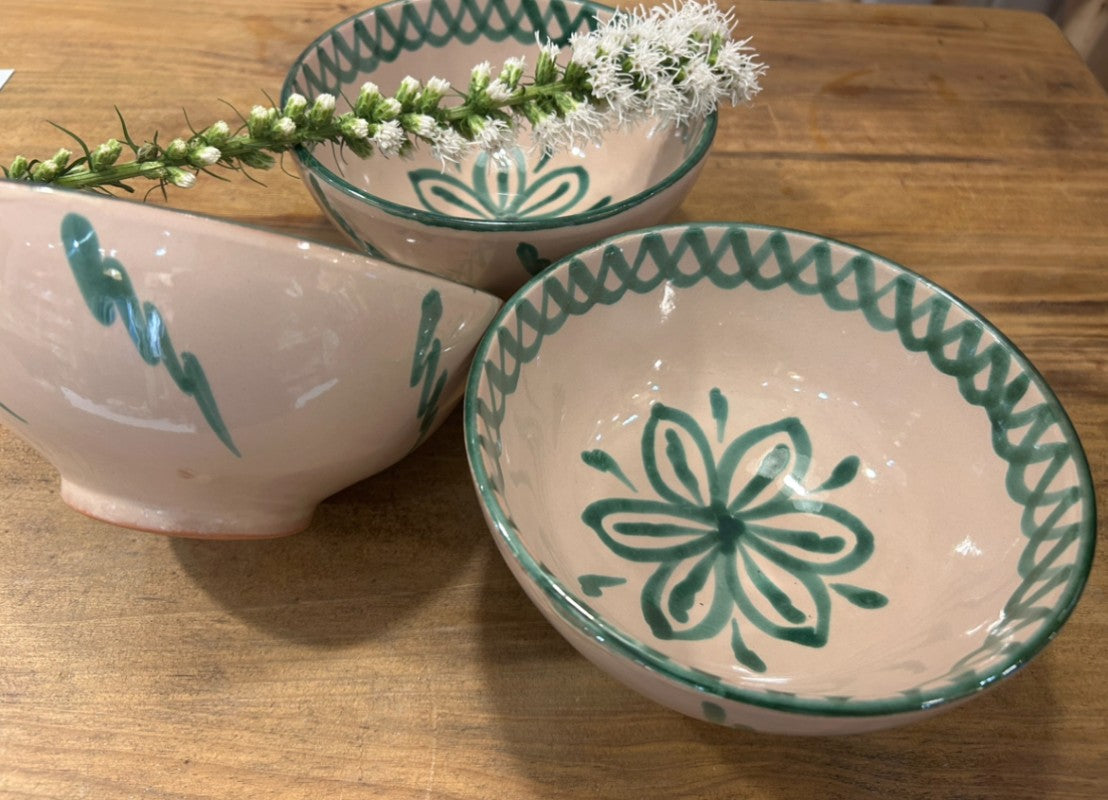 CUENCO DE FLORES PINTADO A MANO